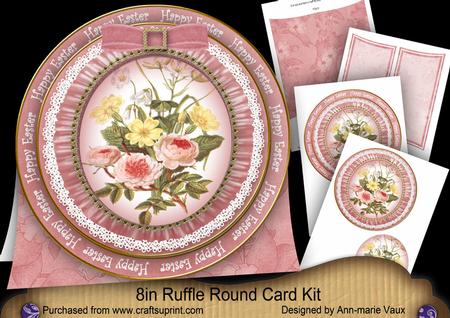 Pink Mix Happy Easter 8inch Round Ruffle Mini Card Kit