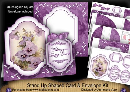 Purple Pansies Happy Easter Fancy Stand Up Kit
