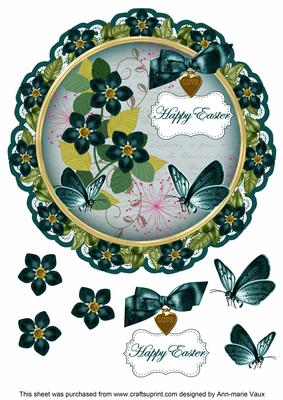 Peacock Fmk Happy Easter 8in Doily Decoupage Topper