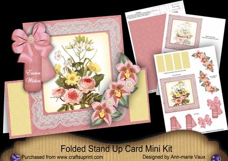 Pink Bouquet1 Easter Wishes Folded Stand-up Card Mini Kit