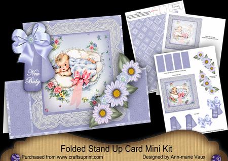 Blue Baby Boy New Baby Folded Stand-up Card Mini Kit