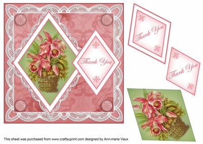 Lily Bouquet Thank You 7in Double Diamond Topper