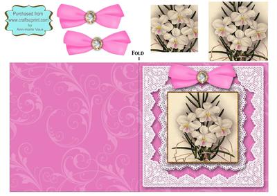 Pink Orchids Square Lace Card