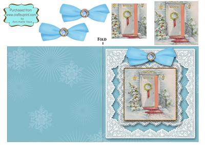 Christmas Door Square Lace Card