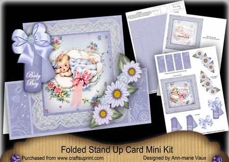 Baby Boy Blue Folded Stand-up Card Mini Kit