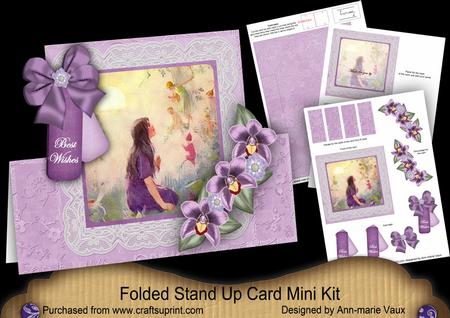 Lavender Fairy Best Wishes Folded Stand-up Card Mini Kit