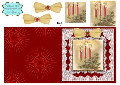 Christmas Candle Trio Square Lace Card