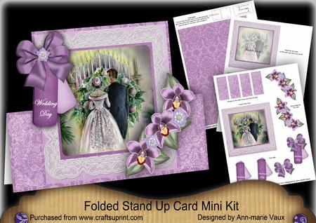 Lilac Couple Wedding Day Folded Stand-up Card Mini Kit