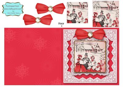 Christmas Carol Singers Square Lace Card