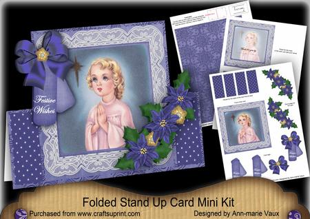 Praying Angel Festive Wishes Folded Stand-up Card Mini Kit