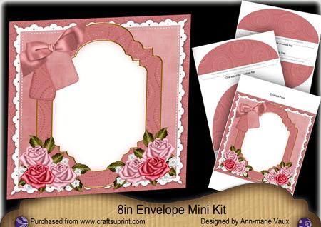Pink Roses Floral 8in Envelope Mini Kit