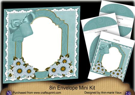 Teal Daisies Floral 8in Envelope Mini Kit