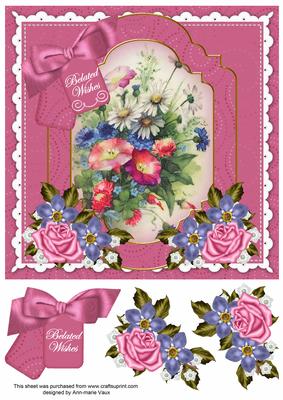 Wildflowers Pink Belated Wishes Floral 8inch Step by Step