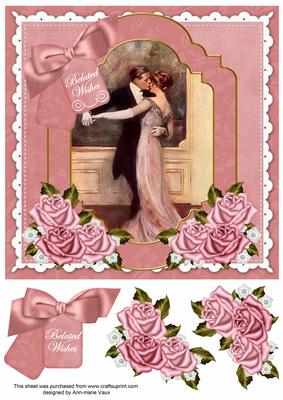 Dancing Couple Belated Wishes Floral 8inch Step by Step