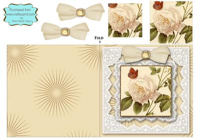 Butterfly White Rose Square Lace Card