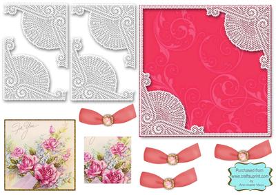 For You Roses Square Lace Card Front Step by Step