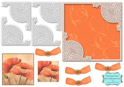 Poppies Square Lace Card Front Step by Step