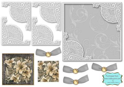 Beautiful Lillies Square Lace Card Front Step by Step