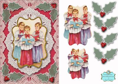 Christmas Choirboy Trio Lace Card Front Step by Step