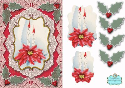 Christmas Poinsettias Lace Card Front Step by Step