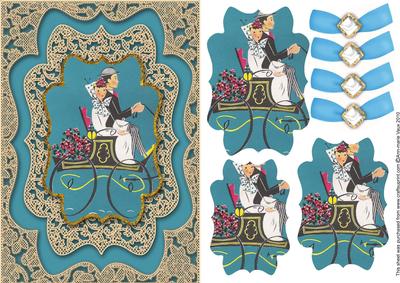 Vintage Loving Couple Lace Card Front Step by Step