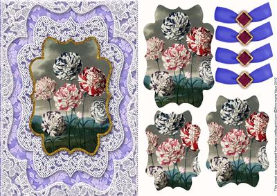 Colourful Carnations Lace Card Front Step by Step