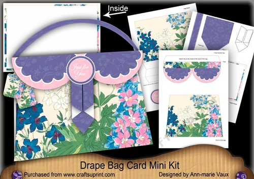 Blue Flowers Just for You Drape Bag Card Mini Kit