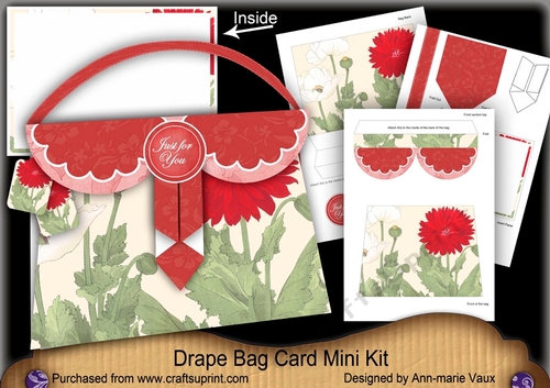 Red Dahlias Just for You Drape Bag Card Mini Kit