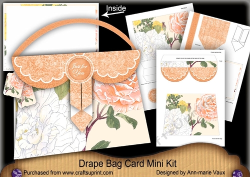 Peach Roses Just for You Drape Bag Card Mini Kit