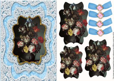 Tulip Bouquet Lace Card Front Step by Step
