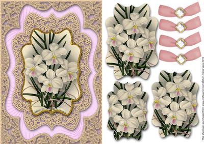 White Orchids A5 Lace Card Front Step by Step