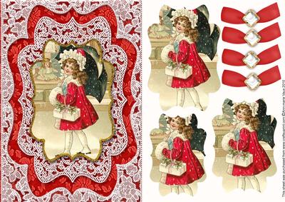 New Christmas Coat A5 Lace Card Front Step by Step