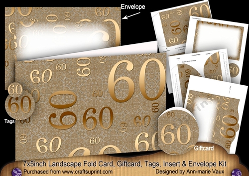 Gold Lace 60 Landscape 7x5inch Card & Envelope Mini Kit