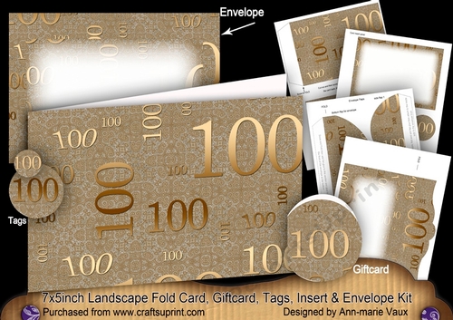Gold Lace 100 Landscape 7x5inch Card & Envelope Mini Kit