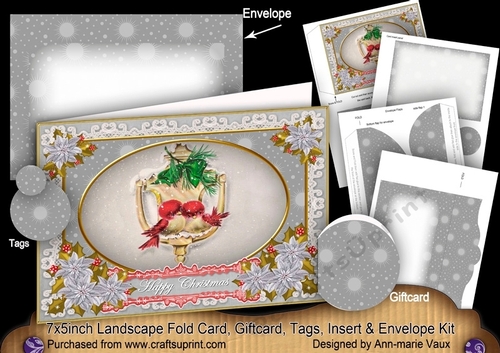 Lovebirds Happy Christmas 7x5inch Landscape Card & Envelope Mini Kit