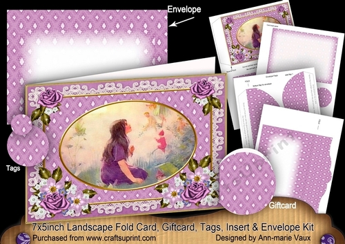 Lavender Fairy 7x5inch Landscape Card & Envelope Mini Kit