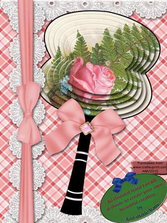 Rose Corsage Oriental Lace Fan Topper Kit