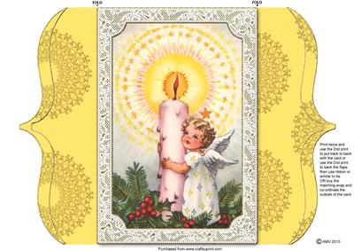 Christmas Candle Angel Bracket Shaped Lace Card
