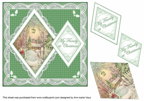 Winter Garden Family at Christmas 7in Double Diamond Topper