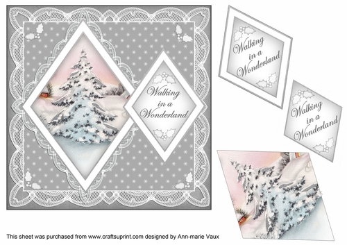 Snow Tree Walking in Wonderland 7in Double Diamond Topper