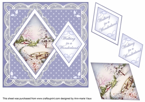 Snow Scene Walking in Wonderland 7in Double Diamond Topper