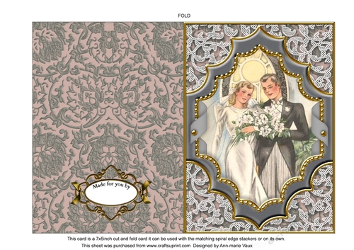 Bride & Groom 7x5 Cut & Fold Card