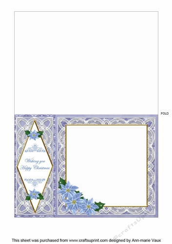 Blue Snowscene Happy Christmas 7x5inch Folded Diamond Insert