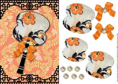 Oriental Poppies A5 Fan Card Front Step by Step
