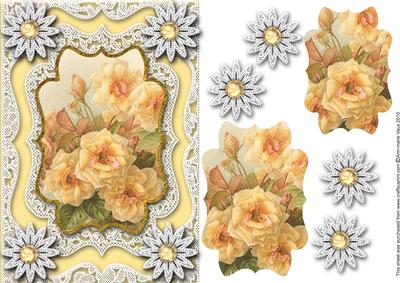 Vintage Peach Roses A5 Lace Card Front Step by Step