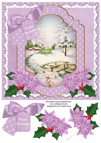 Lilac Snowscene Happy Christmas 8in Step by Step