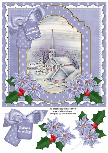Blue Church Seasons Greetings 8in Step by Step