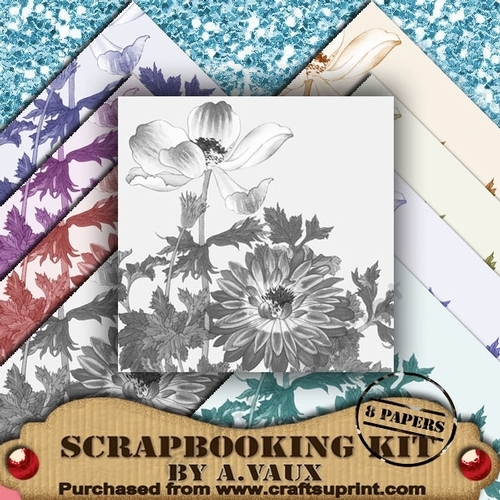 Anemone Set 1 of 8 Scrapbooking Papers Kit