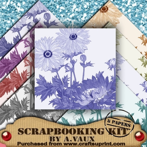 Anemone Set 2 of 8 Scrapbooking Papers Kit