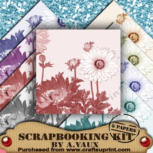 Anemone Set 3 of 8 Scrapbooking Papers Kit